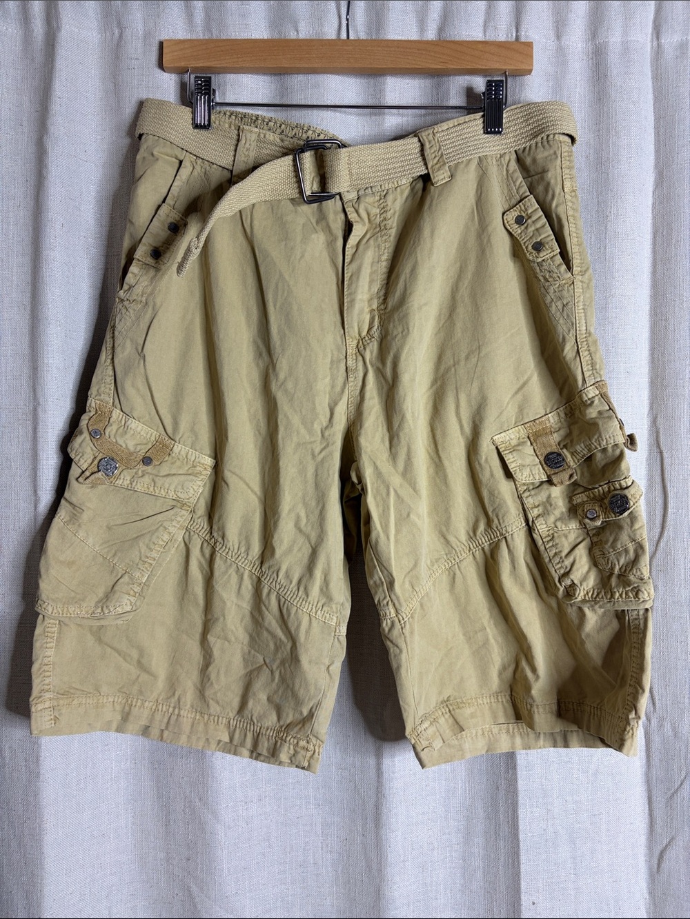 Men's Cargo Shorts with Belt - Khaki